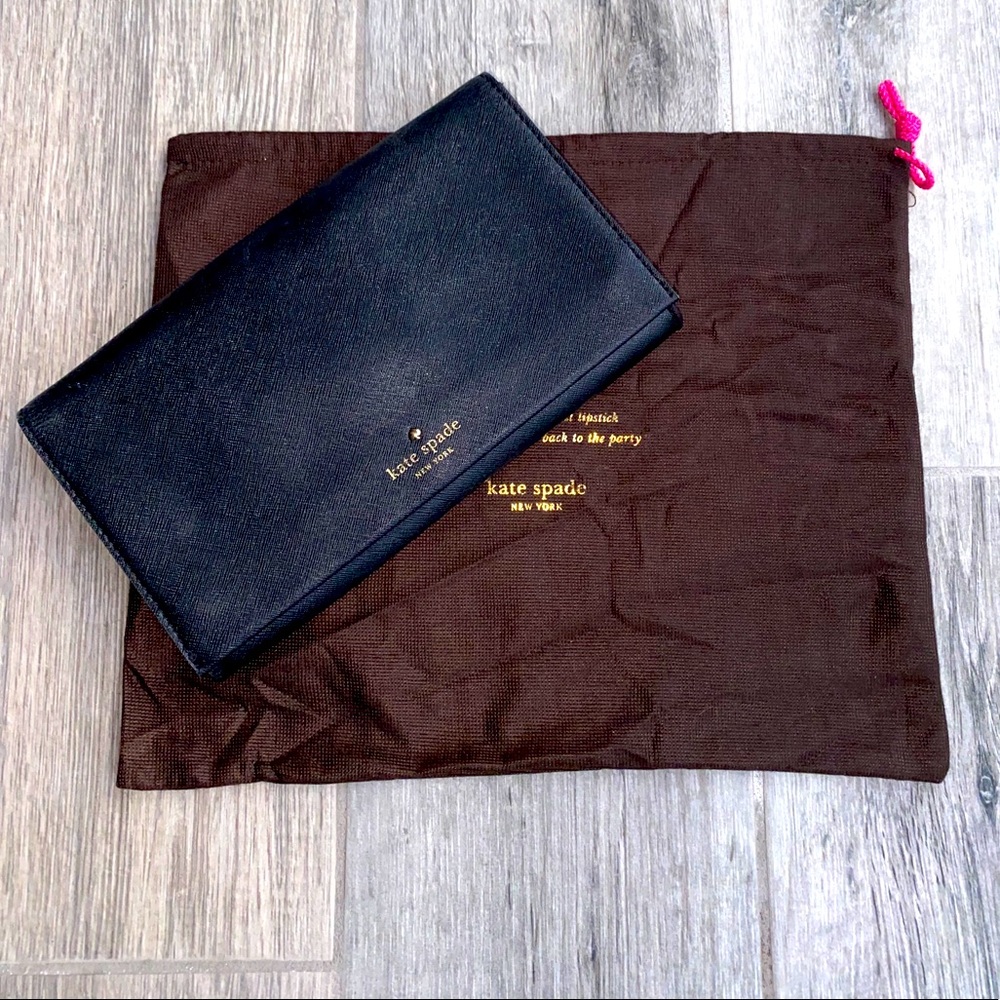 🖤🖤 EUC 🏴KATE SPADE Clutch / Crossbody in black with gold hardware + dust bag 🖤🏴